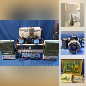 MaxSold Auction: This online auction features MCM lighting, art pottery, Espresso coffee maker, Cranberry crystal, art glass, cameras, game controllers, stereo components, artwork, LPs and much more!