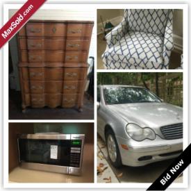 MaxSold Auction: Who doesn't dream about driving around town in a Mercedes? This Atlanta moving auction featured a 2003 Mercedes, glass stemware, silver and more! 