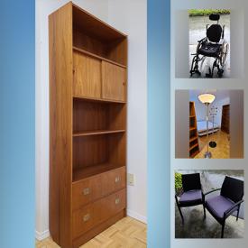 MaxSold Auction: This online auction features furniture such as side tables, tea cart and recliner, shelving units, linens, wall art, lamps, wheelchair, small home appliances, garden tools, handbags, office supplies, glassware, dishware, kitchenware, Sony DVD player and much more!