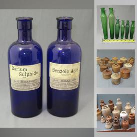 MaxSold Auction: This online auction features jar, a large collection of antique bottles such as Bermuda Codd, Demi-John, stoneware beer bottles and much more.