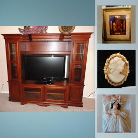 MaxSold Auction: This online auction features Cherry entertainment center, TV, exercise equipment, smart watering system, Lazer tag gear, pearl jewelry, costume jewelry, linens, camping gear, K'NEX toys, framed art, ski clothing and much more!
