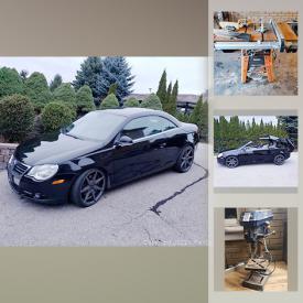 MaxSold Auction: This online auction features 2007 VW Turbo hard top convertible, coins, silver maple leaf bar, Tshirt heat press, security camera system, sports cards, power tools, plasma cutter, bird cages, lawnmower, RC helicopter, speaker wire and much more!