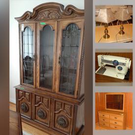 MaxSold Auction: This online auction features furniture such as sofas, wooden chairs, dining table, side tables, beds, buffet, and mahogany cabinet, area rugs, home decor, lamps, framed prints, stationary bike, and much more!