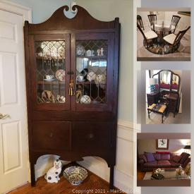 MaxSold Auction: This online auction features patio furniture, sofa, carved wood settee, teacups, Buffett, sectionals, Ansonia clock, Lucite bar stools, rugs, TVs, rollerblades and much more!