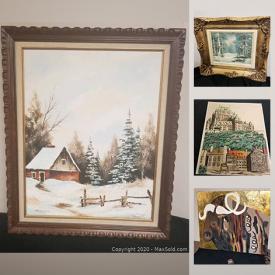MaxSold Auction: This online auction features signed art, prints, needlepoint, wooden pictures, bust, matting, old frames, old pictures and much more!
