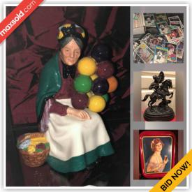 MaxSold Auction: This online auction features Sports cards and memorabilia, Royal Dalton, Teacups, musical instruments, Stamps, decor including MCM, jewelry, Jeep parts, shoes and much more!