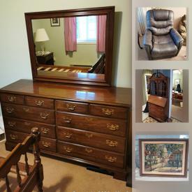 MaxSold Auction: This online auction features Mahogany furniture, Teak furniture, depression glass, teapots, art glass, vintage tools, small kitchen appliances, electric drum kit, wooden mosaic art, art books, collector plates, art pottery and much more!