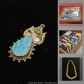 MaxSold Auction: This online auction features jewelry, original paintings, games, Barbie, antique ruler, vintage comics, VHS, LPs, dollar bills, books, Christmas decor, barnboard, Sexton metal car decor, pearl earrings and much more!