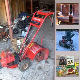 MaxSold Auction: This online auction features bikes, kid's books, learning puppets, hand tools, camera equipment, golf clubs, propane heater, commercial landscaping equipment, screws & nails, sandblaster, power tools, trailer, generator, riding lawnmower, lawnmowers, rototiller and much more!