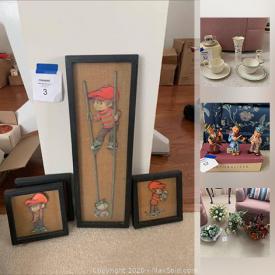 MaxSold Auction: This online auction features artworks, furniture, collectibles, mirror, ceramic ware, glassware, kitchenware, Entertainment center, teacup and saucer, Cuisinart, Christmas Lenox, Hummel collectible plates, Goebel figurines, books, fur coats, toolbox and much more.