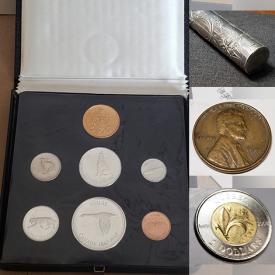 MaxSold Auction: This online auction features Canadian, Expo 67 Good Luck Charm, Confederation Token, US Pennies, Canadian Pennies, US Nickles, Toonies, Indian Head One Cent, Royal Canadian Mint Ornament, Netherlands Silver Coin, Canadian Silver Dollar, Antique Silver Vinaigrette Perfume Bottle, Kennedy Half Dollar, Morgan Silver Dollar, Canadian One Dollar, One Gram Silver, Sealed Canadian Silver Dollar Set, Special Edition US Quarters, Banknotes, European Coins, Silver & Gold Ring, Proof Sets, and much more!