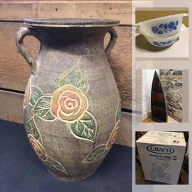 MaxSold Auction: This online auction features art pottery, vintage books, brass, legos, NIB dipper well sink, NIB Graco jogger, commercial kitchen items, boxes of glasses, Canoe half shelf, antique fire extinguisher and much more!