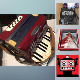 MaxSold Auction: This online auction features comics, autographs, action figures, LPs, movie posters, sports cards, vintage brass jewelry, vintage board games, vintage tins, carded figures, puzzles, diecast carded cars, boxed Funko figures, limited edition boxed barbies, cookie jars, and much more!