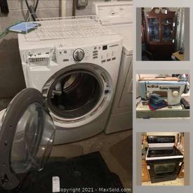 MaxSold Auction: This online auction features vintage sewing machine, glass and crystal, oil lamps, cabinets, air conditioners, dressers, Kenmore stove, tools, couch and ottoman, washer and dryer and much more!