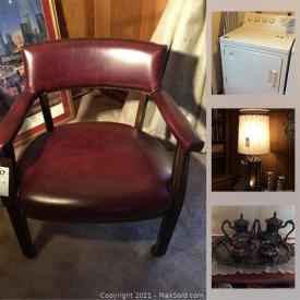 MaxSold Auction: This online auction features washer, dryer, Cuckoo clock, bar cart, model cars, swivel chairs, cat tree, roll top desk, printer, collectors lego figures, telescope, binoculars, Olympic pins, tools and much more!