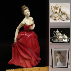 MaxSold Auction: This online auction features Cranberry glass, art glass, blue mountain figurines, Fabergé type egg, depression glass, soapstone figurines, collector plates, gold chains, world coins, faux fur vest, binoculars and much more!