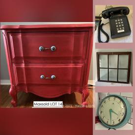 MaxSold Auction: This online auction features furniture such as red dresser and outdoor chair, DVD player, small kitchen appliances, kitchenware, wall art, home decor, shelving, propane BBQ, office supplies and much more!