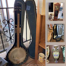 MaxSold Auction: This online auction features oriental vases, brass figurines, carved Inuit soapstone, Fender Squier mini guitar, Banjo, coca-cola collectibles, Fiestaware, healing stones, grandfather clock, RC dragon, jewelry, snowshoes and much more!