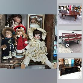 MaxSold Auction: This online auction features NIB porcelain dolls, furniture such as antique chairs, side tables, oval wood table, coffee tables, and entertainment unit, framed wall art, storage unit, home decor, Christmas decor, dishware, handbags, window treatments, linens and much more!