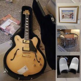 MaxSold Auction: This online auction features grandfather clock, cameras, furniture, portable AC unit, electric guitar, snare drum, cast iron stove, tag bike, rattan chairs and much more.