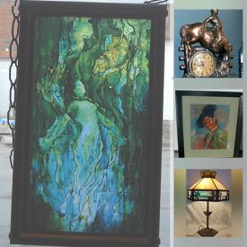 MaxSold Auction: This online auction features art glass, stained glass lamp, art deco furnishings, Alaskan Jade figurine, original framed artwork, Beaver top hat, vintage jewelry, Hoselton sculpture, espresso machine and much more!