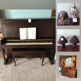 MaxSold Auction: This online auction features framed artwork, piano, knitting supplies, Cedar chest, metal butterflies, vintage pyrex, crystal glasses, miniature figures, wind chimes, Japanese Kimono and much more!