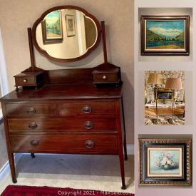 MaxSold Auction: This online auction features original artwork, cast iron statue, pottery, Mahogany dresser, laminate flooring, tools, Bohemian crystal glass and much more!