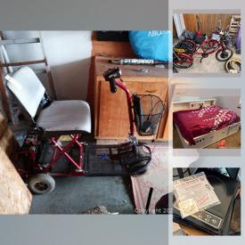 MaxSold Auction: This online auction features garden tools, mobility scooters, street strider, electric trike, tools, electric lawnmower, small kitchen appliances, TV, gold jewelry, Geri chair, platform bed, and much more!