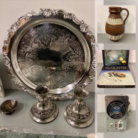 MaxSold Auction: This online auction features power supplies, crystal glasses, art pottery, Silverplate serving utensils, toys, small kitchen appliances, cross pens, LPs, office supplies, DVDs, board games, and much more!