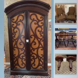 MaxSold Auction: This online auction features Persian rug, Armoire, dining table, chairs, Shelf, Braun Tassimo coffee maker and more.