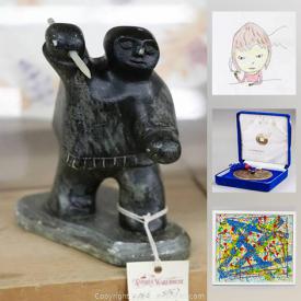 MaxSold Auction: This online auction features Abstract oil on canvas, Japanese pencil paper sketch, brass elephant, Eskimo soapstone figurine, Japanese netsuke, Thomas Kinkade fine art prints and much more!