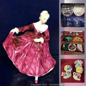 MaxSold Auction: This online auction features Royal Doulton figurines, crown Staffordshire figurine, Pyrex bowls, vintage red glass, blue glass, milk glass, Tupperware, chinaware, furniture, vintage lamps and much more.