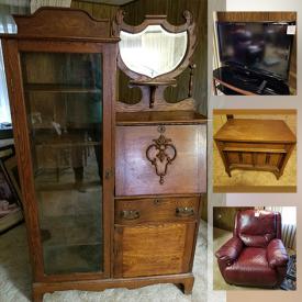 MaxSold Auction: This online auction features collectibles such as silver plate, antique decor, Lusterware, and sports memorabilia, furniture such as antique secretary desk, antique parlor table, antique courthouse chair, leather rocker recliner, oak dining table, and three-piece bedroom set, art such as metal wall decor, oil on canvas paintings, and framed prints, electronics such as 42” LG TV, new items such as Nanobebe gift set, bakeware, and curio cabinet, table lamps, Christmas decor, small kitchen appliances, pottery, glassware, kitchenware, hand tools, vintage jewelry and much more!