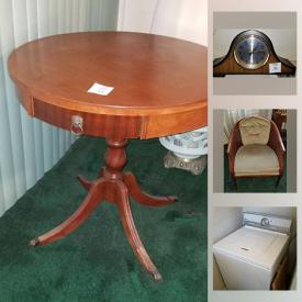 MaxSold Auction: This online auction features furniture, lamps, mirror, kitchen appliances, poker table, glassware, dinnerware, binocular, fax machine, Kenwood tuner, candlestick, Linden quartz, rooster & hen collection, large vases, ladder, area rug, tools and much more.