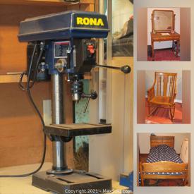 MaxSold Auction: This online auction features antique chairs, Rona drill press, Cherry wood dining room set, Sorel boots, Bridgestone tires and much more!