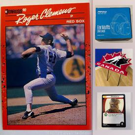 MaxSold Auction: This online auction features collectible cards such as baseball cards, StarWars and more. Postcards, lighting, ear muffs, VHS, Mouse Sander, power drill team Canada Maple leaf tray table and more.