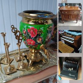 MaxSold Auction: This online auction features vintage metal bed frame, Gulbransen premiere organ, Ethan Allen couch, antique windows, antique binoculars, authentic D-day action figures, antique furniture, LPs and much more!