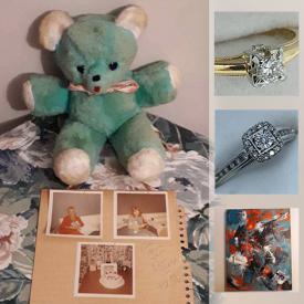 MaxSold Auction: This online auction features diamond ring, Royal Doulton figurine, vintage jewelry, Andrew Plum original artwork, silver ingots, African head busts, iron abstract sculpture, vintage Hockey cards, abstract skateboard plank art and much more!