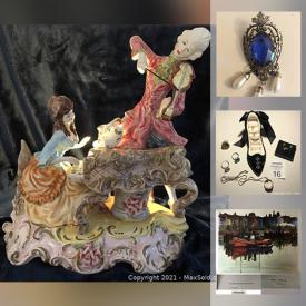 MaxSold Auction: This online auction features costume jewelry, vintage jewelry, marble collection, porcelain dolls, Terra Cotta wine set, Chokin art, tapestry weave throws, vintage plates, vintage cameras, watches and much more!