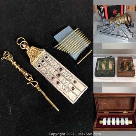 MaxSold Auction: This online auction features Washington Redskins Memorabilia, Miniature Replica Cannons & Accessories, MCM Furniture, NIB Furniture, Camping Gear, Comics, Small Kitchen Appliances, Mini Fridge, Chess Sets, Computer Gear, Terry Tin Pieces, Civil War Replica/Reenactment Supplies, Astrolabes, Compasses, Pocket Sundials, WWII Replica Field Items, Vintage Books, Stamps, Vintage Padlocks & Keys, Movie Collectibles, Art Glass, New Reusable Bags & Backpacks, Storage Containers, Vintage & Costume Jewelry and much more!