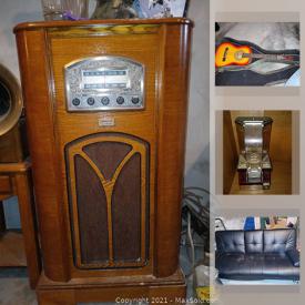 MaxSold Auction: This online auction features vintage radios, lamps, mini-fridge, chess sets, train set, Archery bow, guitar, vintage clock and much more.