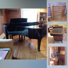 MaxSold Auction: This online auction features Baby grand piano, antique furniture, antique trough, benches, tools, gardening, figurines, milk glass, snowshoes and much more.