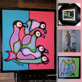 MaxSold Auction: This online auction features art to include Artists Norval Morrisseau, David Morrisseau, Bruce Morrisseau, Christian Morrisseau, Don Chase, Benjamin Chee Chee, Maud Lewis, Tom Thomson, JEH MacDonald, Lawren Harris.