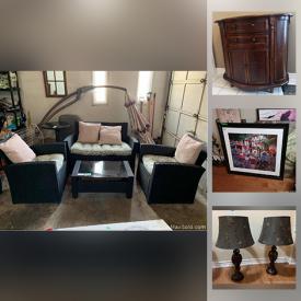 MaxSold Auction: This online auction features wooden furniture, decor, kitchenware, books, clothing, home appliances and stone vases and much more.
