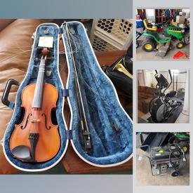 MaxSold Auction: This auction features Webb furniture collection, exercise machines, musical instruments, power generator, collectibles, riding mower and much more.