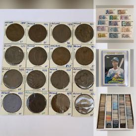 MaxSold Auction: This online auction features international currency such as Ireland coins, Holland coins, Royal Canadian Mint coins, and WWII Germany military notes, sports trading cards such as Ken Griffey Jr, Randy Johnson, and Kobe Bryant and much more!