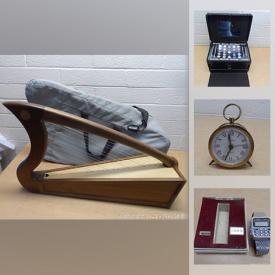 MaxSold Auction: This auction features harp, vintage radio, crystal, jewelry, audio speakers, watches, suit, books and much more!