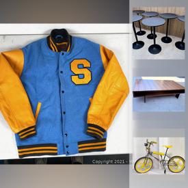 MaxSold Auction: This auction features bike, boxing collection/ gloves, cocktail tables, glasses, sconces, artificial sweets/ fruits/ flowers, ski goggles, long coats, speakers, amplifiers, wigs and much more!