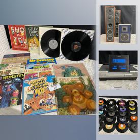 MaxSold Auction: This online auction features stereo speakers, vintage turntables, CD players, portable players, audio recording system, theater system, 45rpm vinyl, Canon printers and much more!