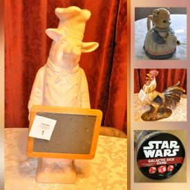 MaxSold Auction: This online auction features Novelty teapots, cookie jar, New 7 used clothing, action figure, educational games, board games, costume jewelry, children's books, art supplies, binoculars Tiffany-style lampshade, inkjet refill kits and much more!